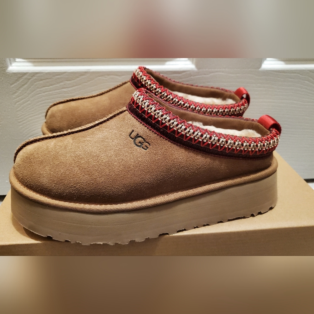 Ugg Tazz Chestnut Womens Platform Slippers Clog Mule NEW